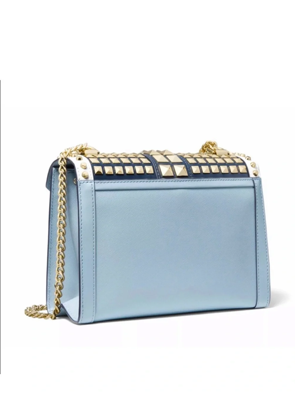 Michael Kors Blue, Light Blue & White Studded Crossbody Bag